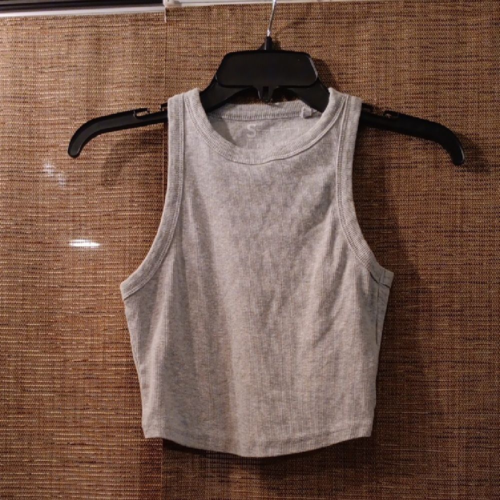 FSBN Sisters Cropped Grey Cotton Tank Top
